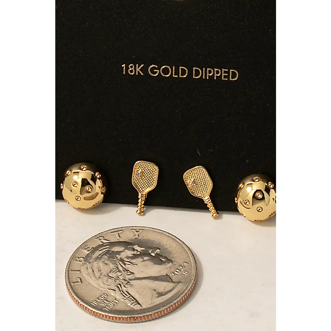 Pickle Ball Themed Stud Earring Set