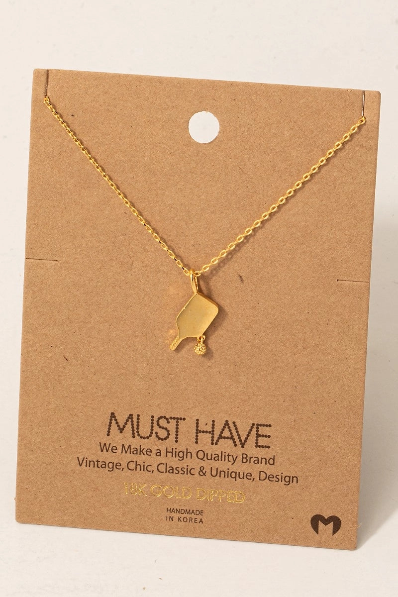 Pickle Ball Pendant Necklace in Gold