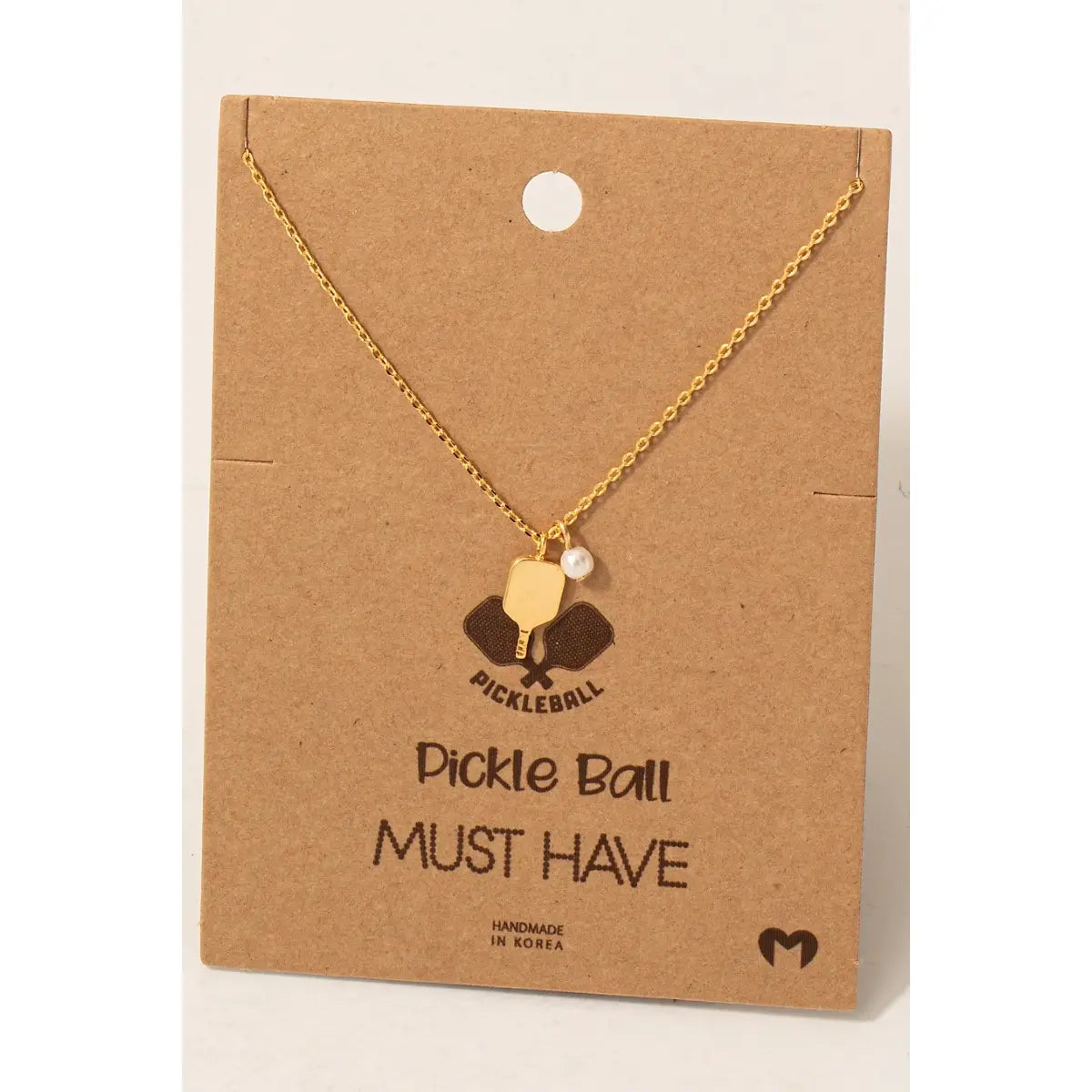 Pearl Pickle Ball Pendant Necklace