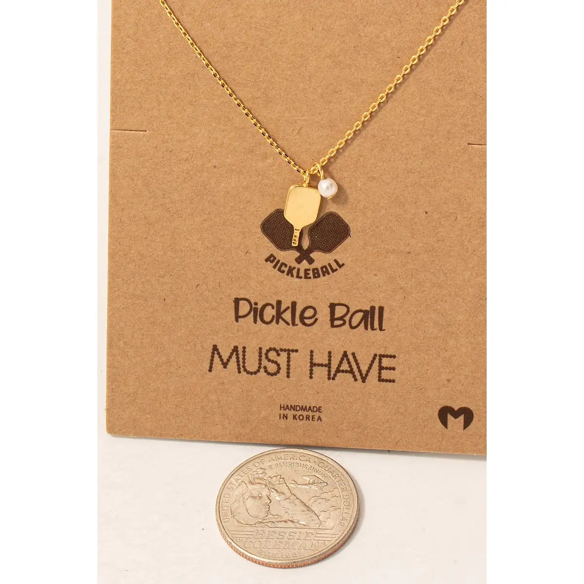Pearl Pickle Ball Pendant Necklace